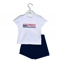 Nautica Des.10 Σετ T-Shirt & Shorts Jersey White/Navy 86cm 12-18 μηνών