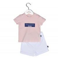 Nautica Des.12 Σετ T-Shirt & Shorts Jersey Pink/White 80cm 9-12 μηνών
