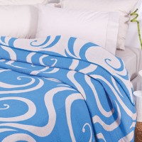 ΚΟΥΒΕΡΛΙ COTTON RICH 220X260 CURVES BEIGE/BLUE